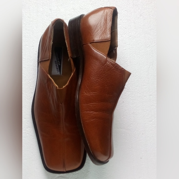 Michele Olivieri Designer Exotic Leather Square-toe Slip-On Shoes Men's 9 Brown - Picture 4 of 15
